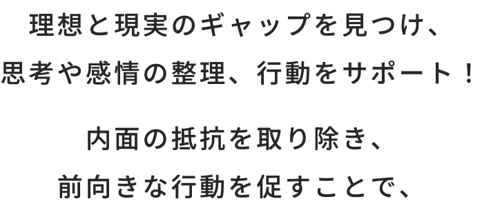 理想と現実のギャップを見つけ、思考や感情の整理、行動をサポート！